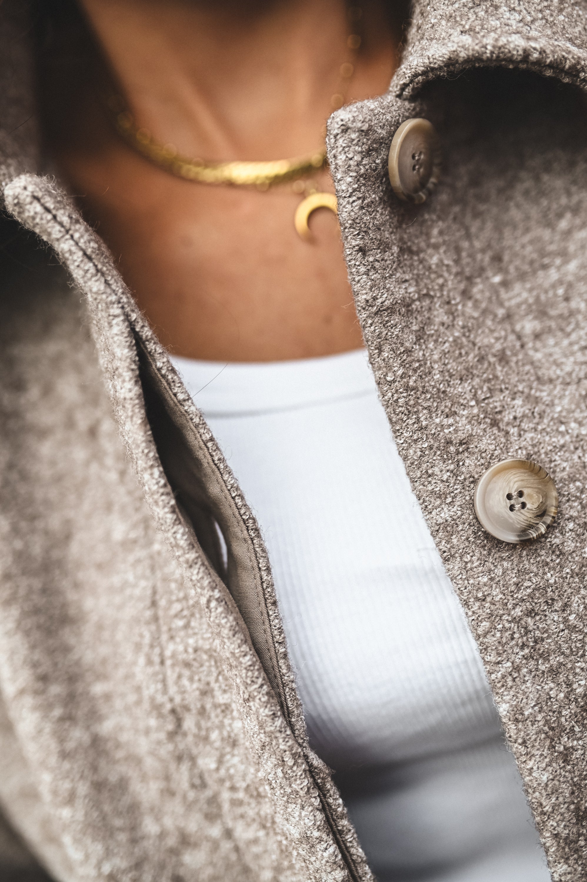 Kurtka z haftowanymi kieszeniami BEIGE MELANGE