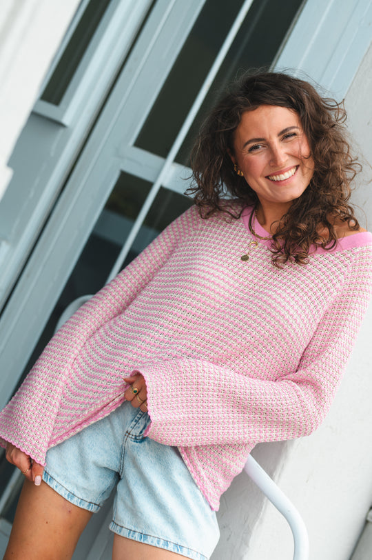 Sweter ażurowy LAGOS CHICLE