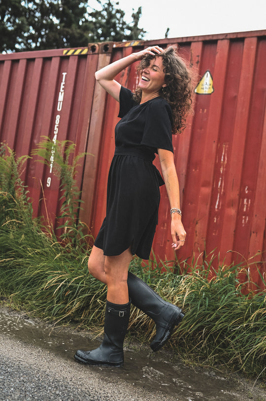 Sukienka DENIA MINI NATURAL NEGRA