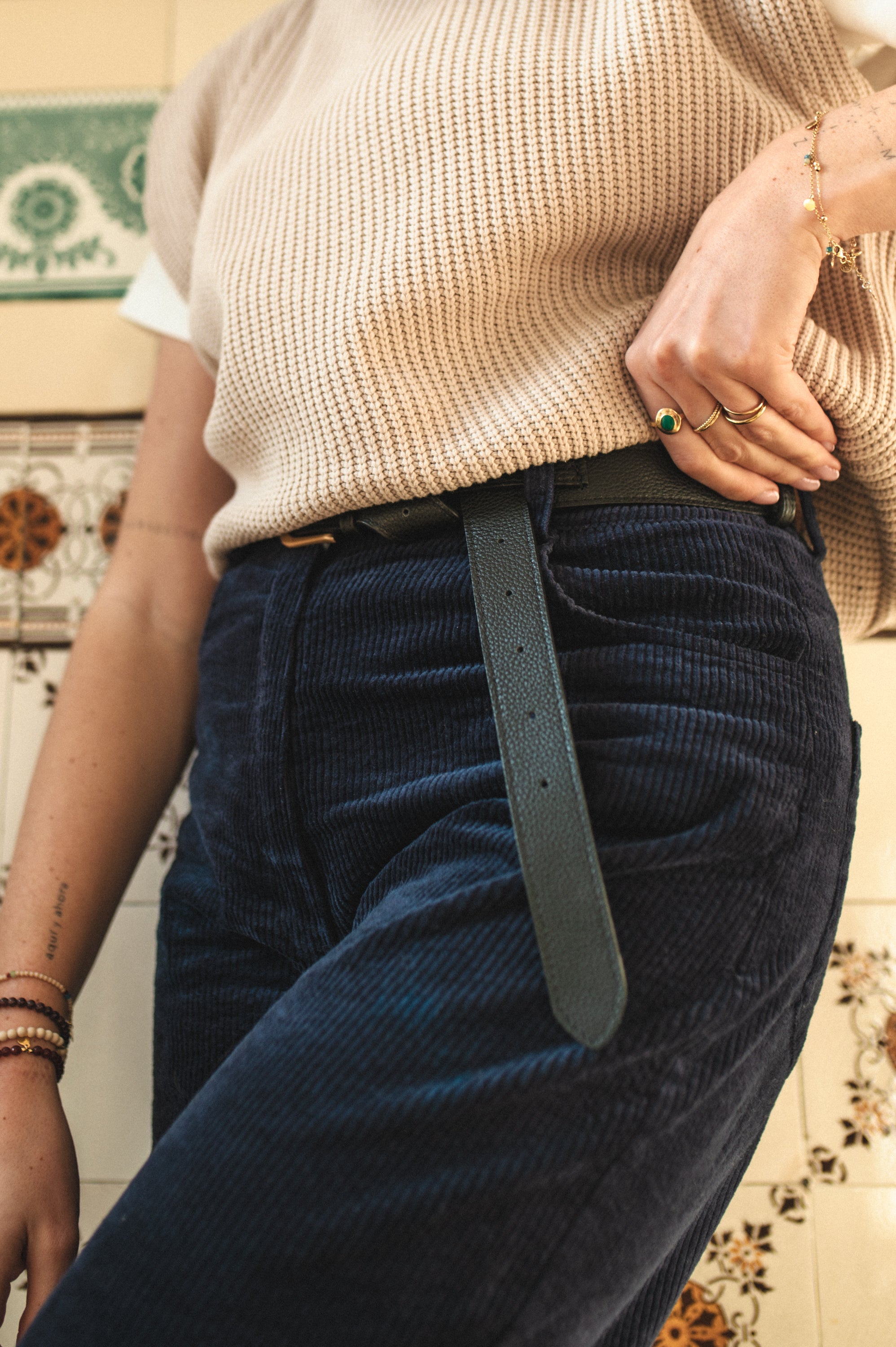 Pasek skórzany Vale - GRANO NEGRO