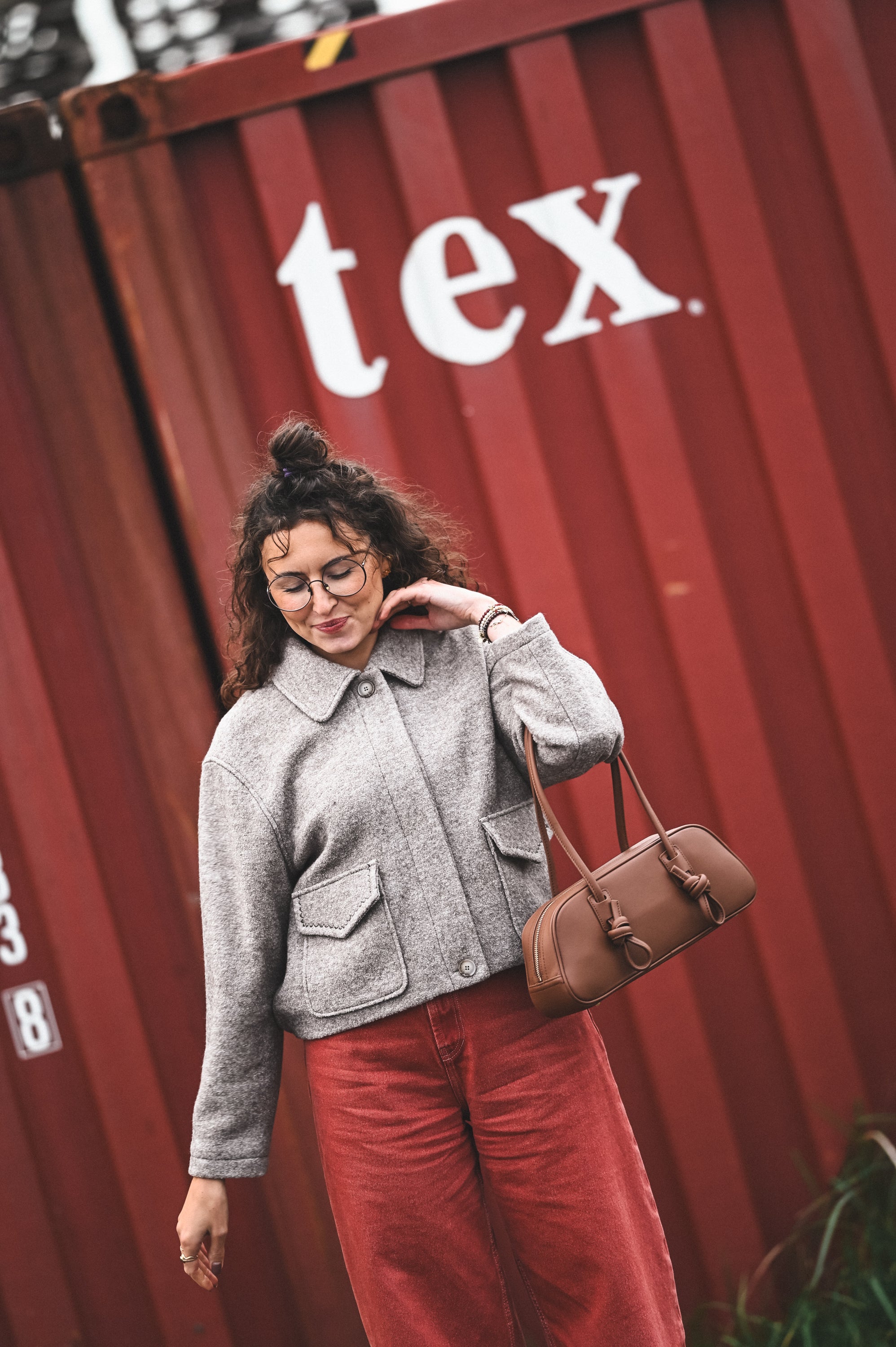 Kurtka z haftowanymi kieszeniami BEIGE MELANGE