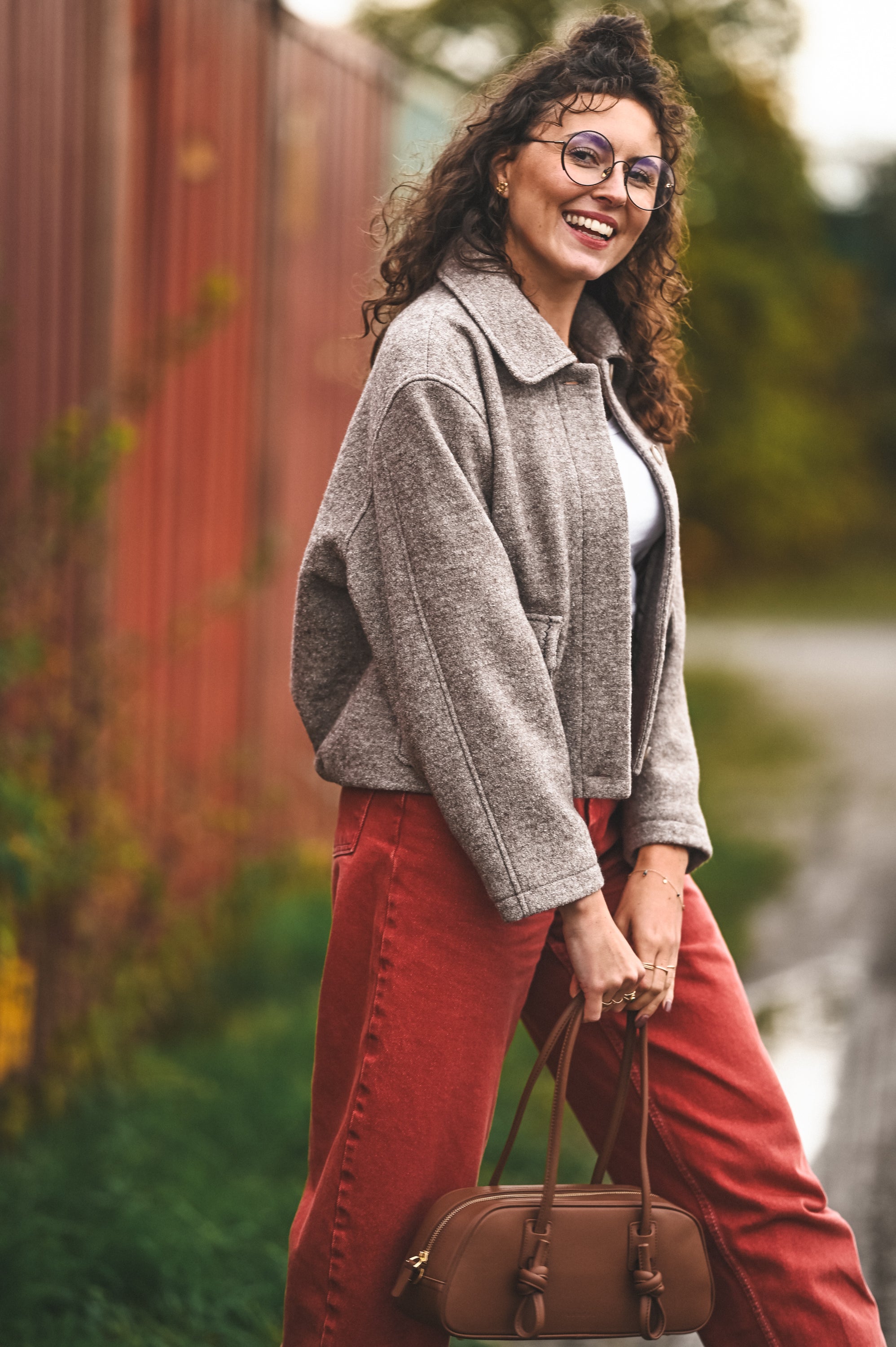 Kurtka z haftowanymi kieszeniami BEIGE MELANGE