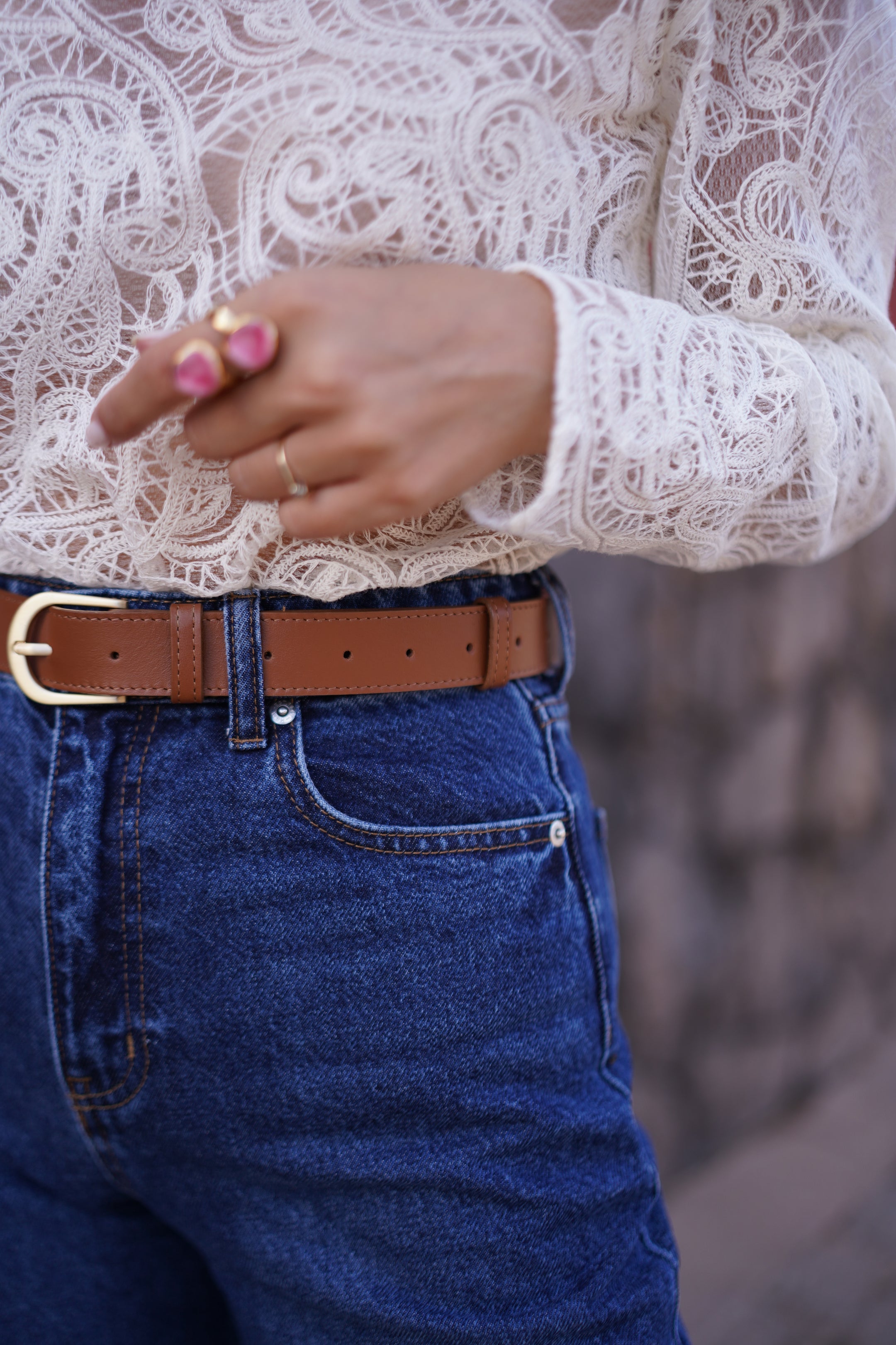 Pasek skórzany Vale  - MARRON