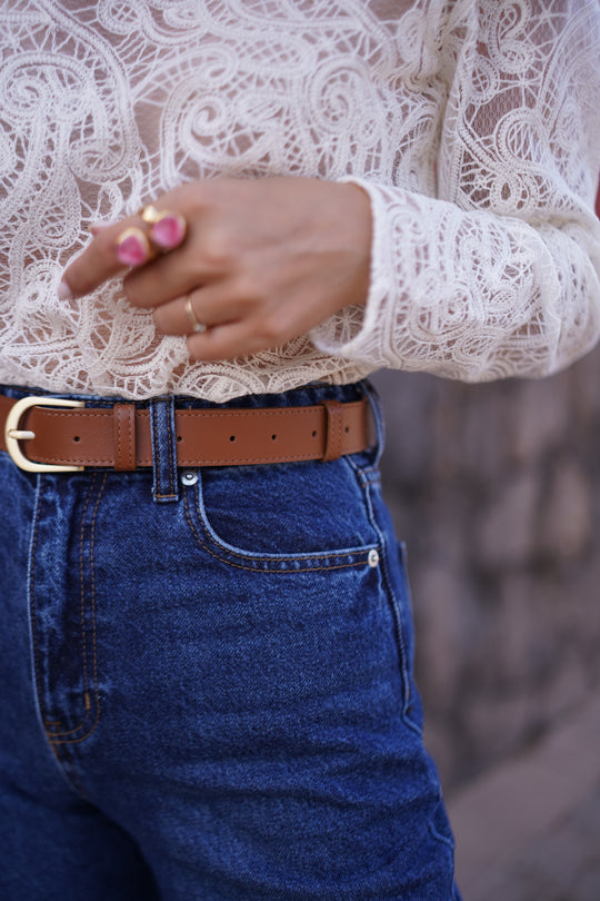 Pasek skórzany Vale  - MARRON