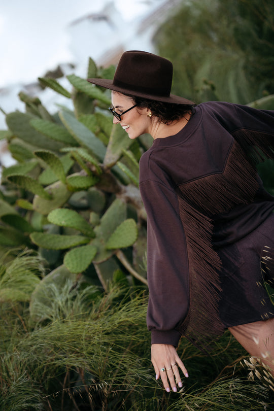 Bluza z frędzlami ANDALUCIA MARRÓN