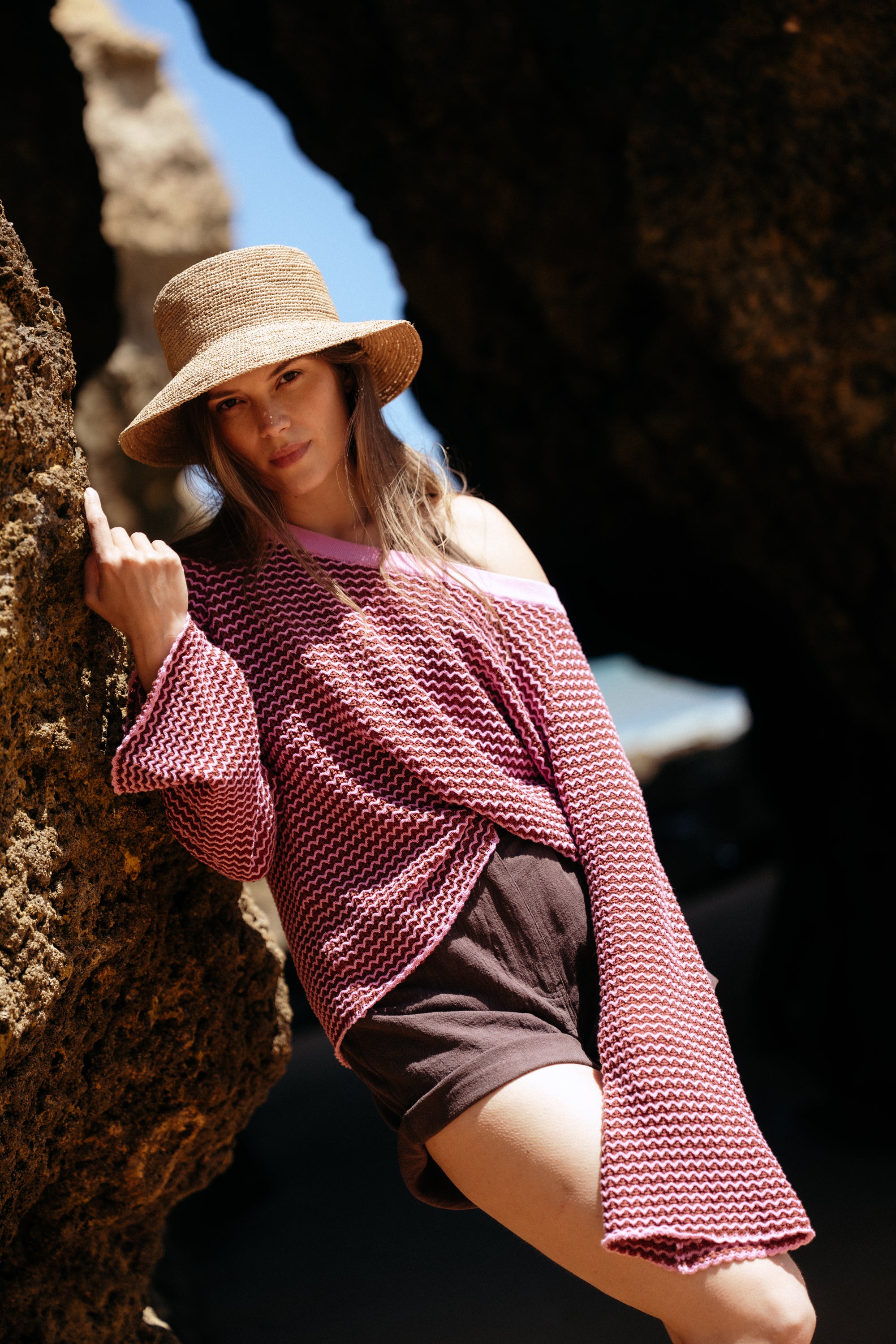 Sweter ażurowy LAGOS ROSA