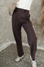 Brązowe klasyczne spodnie z szeroką nogawką LEON CHOCO AMARGO