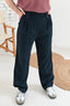Granatowe klasyczne spodnie z szeroką nogawką LEON BAYA