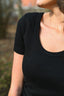 Dwustronna czarna bluzka prążkowana MARO NEGRA