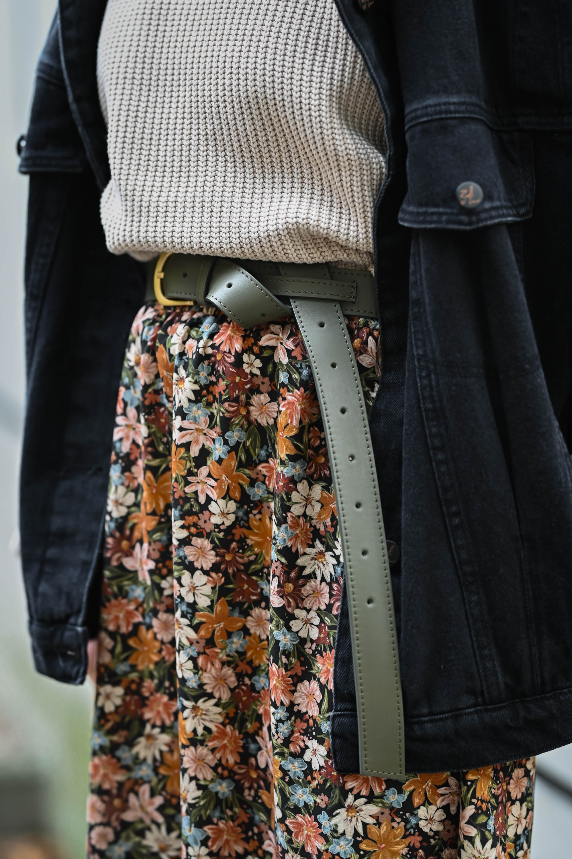 Pasek skórzany Vale  - KHAKI