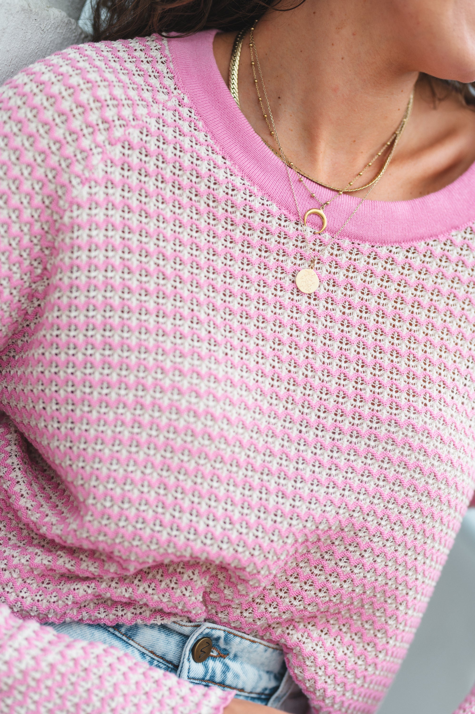 Sweter ażurowy LAGOS CHICLE
