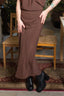 Klasyczna brązowa czekoladowa spódnica midi cupro za kolano MORELLA MAGNUM