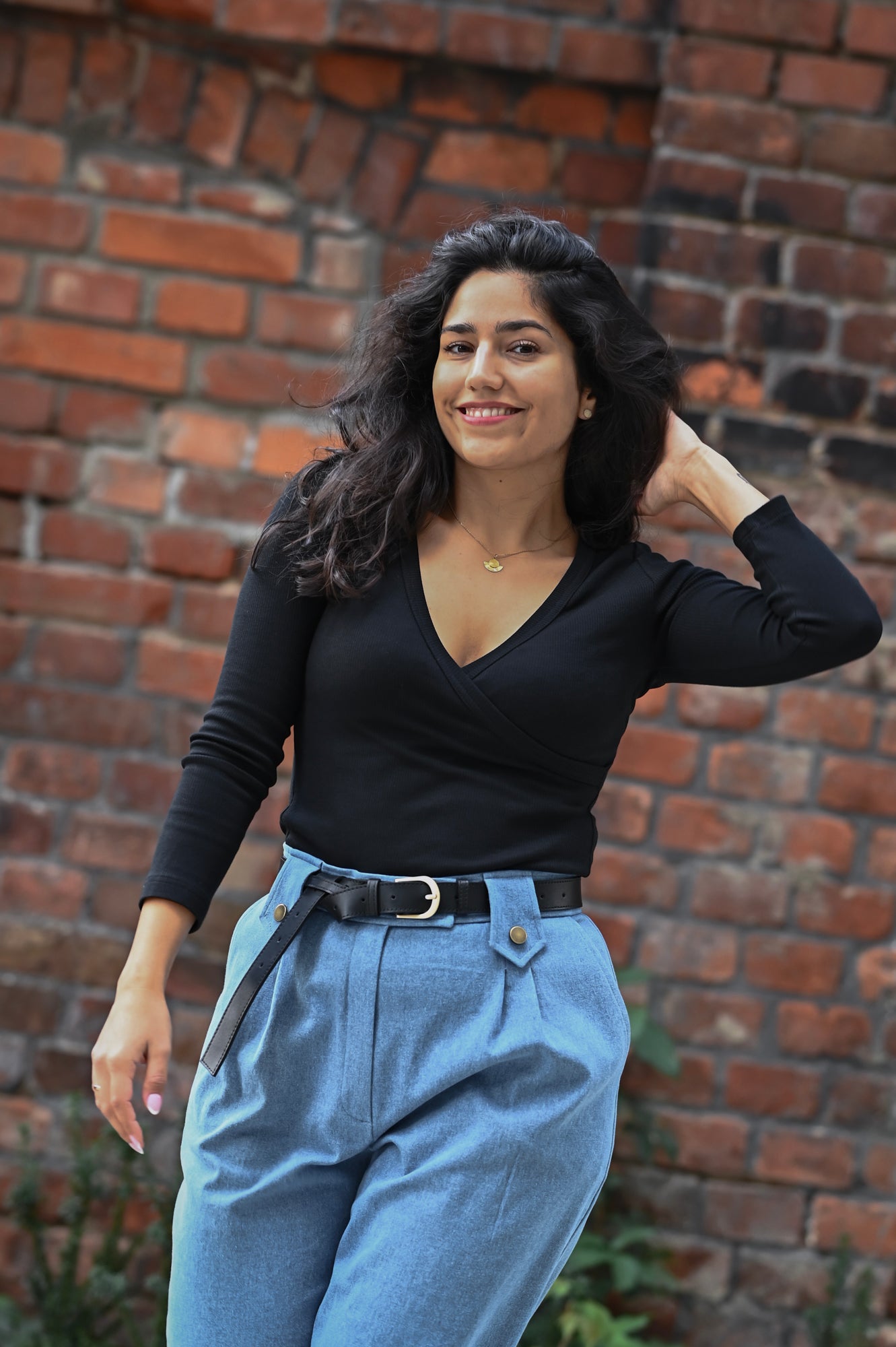 Zestaw niebieskie JEANS i czarny pasek skórzany