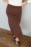 Klasyczna brązowa czekoladowa spódnica midi cupro za kolano MORELLA MAGNUM