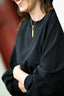 Modna czarna bluza bawełniana damska z długim rękawem LERMA NEGRO