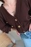 Bawełniany ciepły i modny sweter damski rozpinany na drewniane guziki – CHOCO