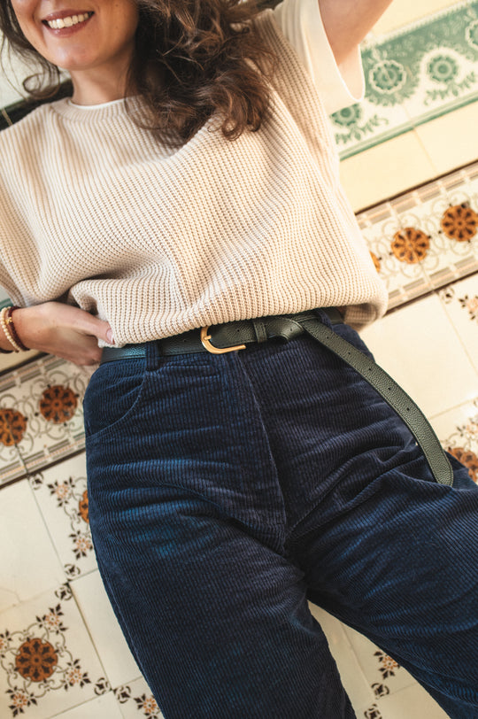 Pasek skórzany Vale - GRANO NEGRO